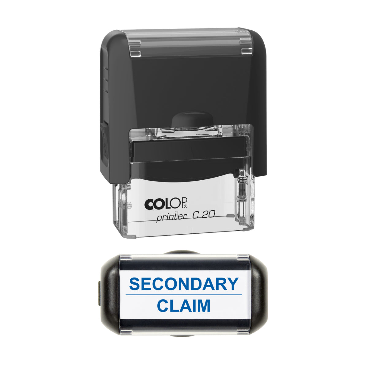 Secondary Claim Stamp, COLOP C20, 37 x 12mm, blue ink
