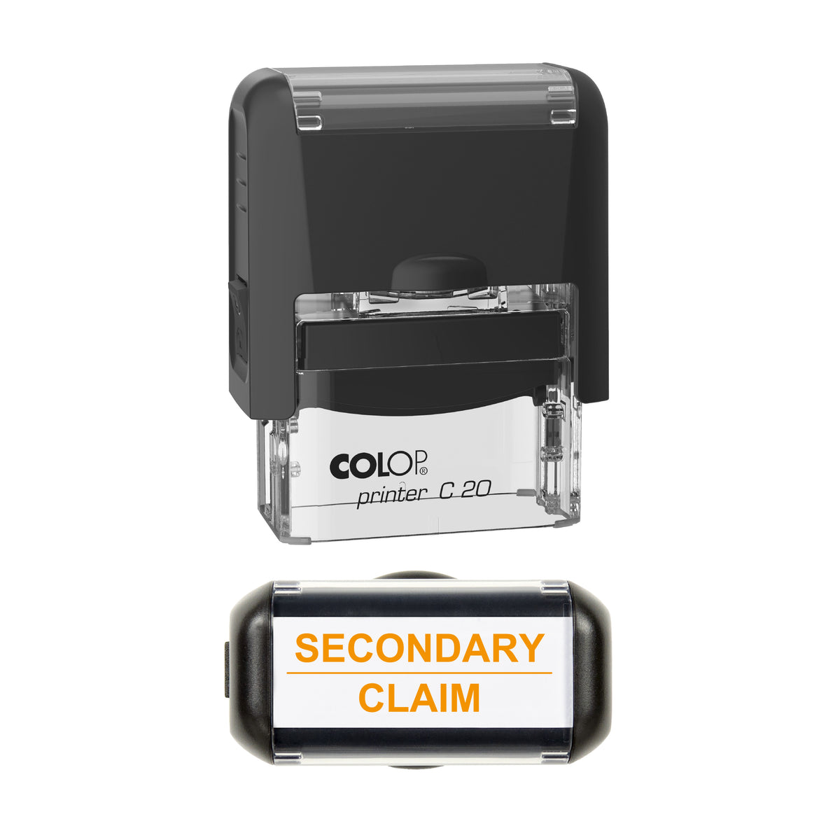 Secondary Claim Stamp, COLOP C20, 37 x 12mm, orange ink
