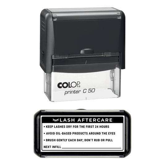 Lash Aftercare Instructions Stamp, COLOP C50, 70 x 30mm, black ink