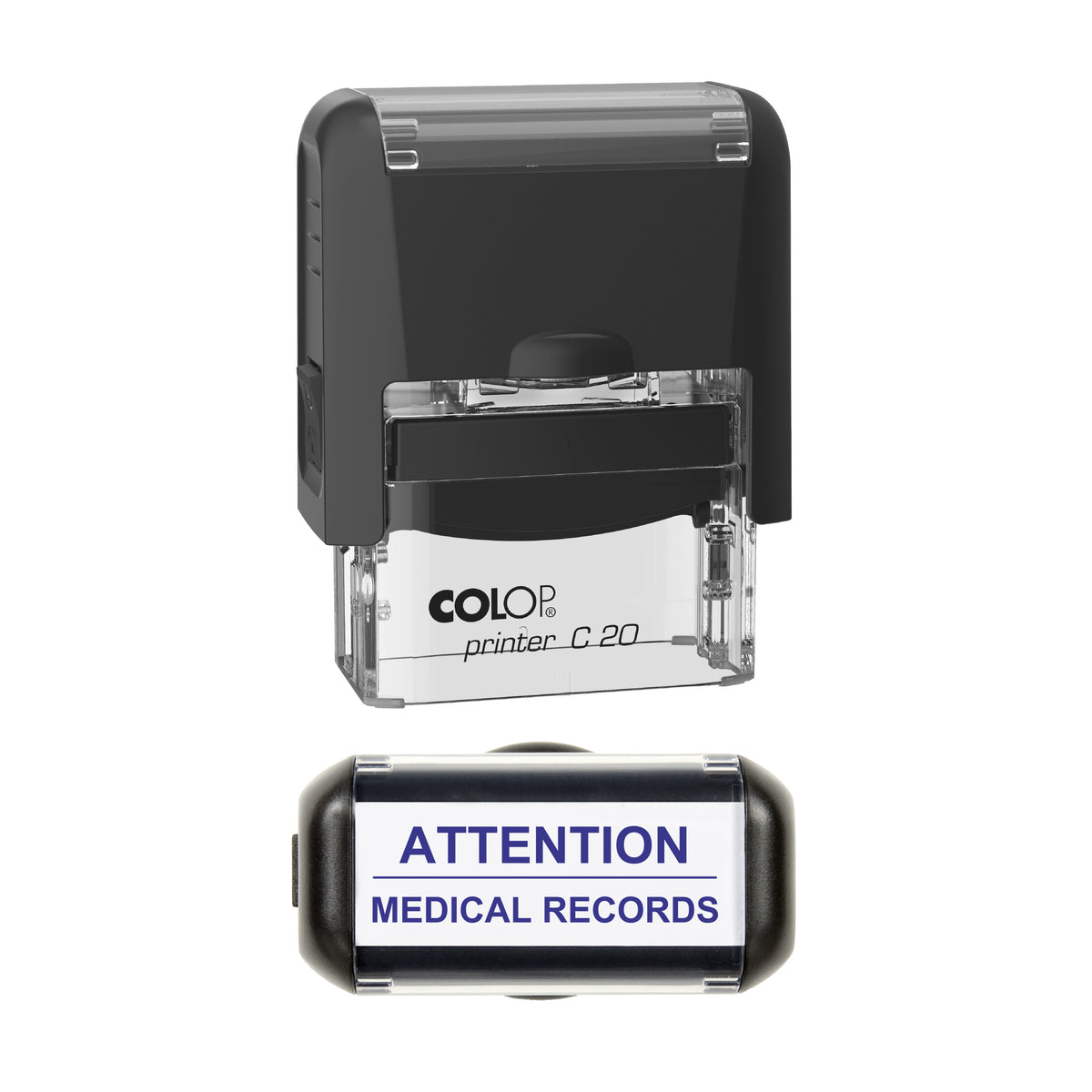Attention Medical Records Stamp, COLOP C20, 37 x 12mm, violet ink