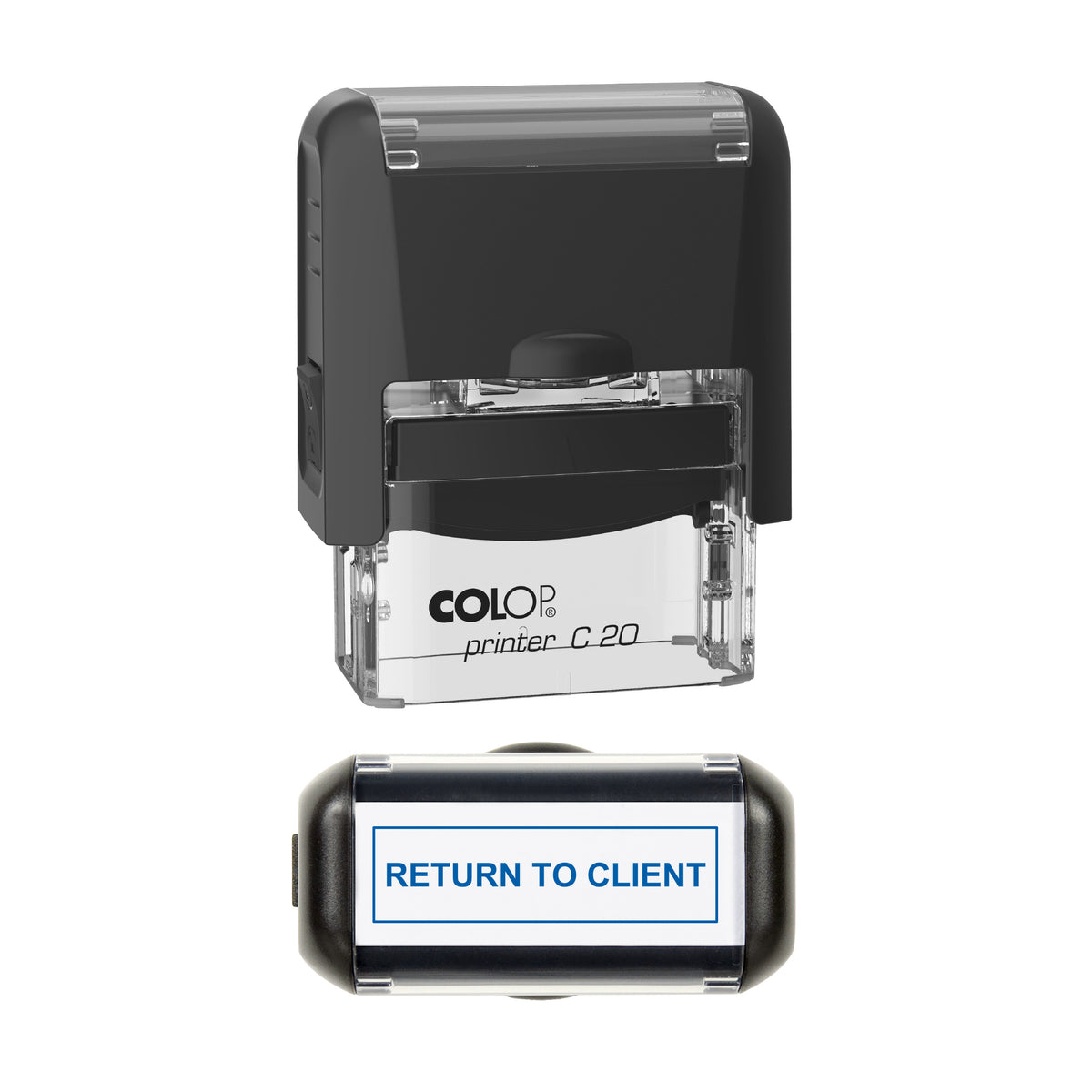 Return to Client Stamp, COLOP C20, 37 x 12mm, blue ink