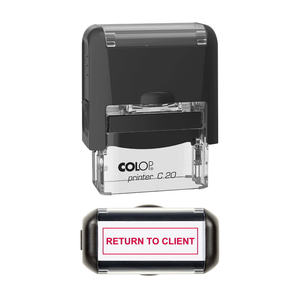 Return to Client Stamp, COLOP C20, 37 x 12mm, red ink