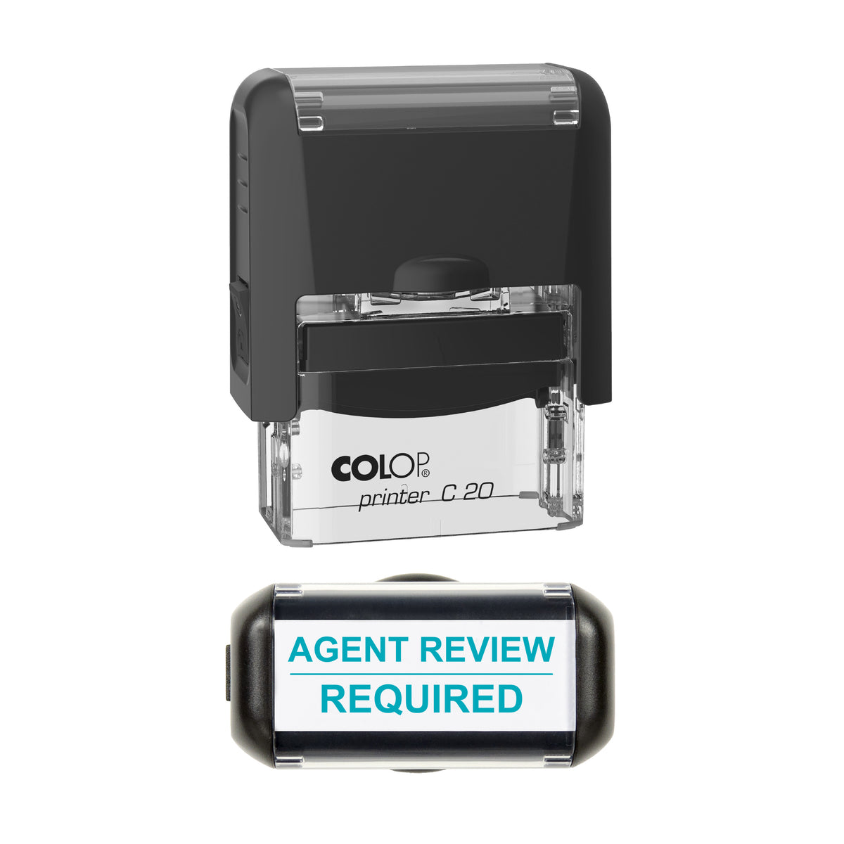 Agent Review Required Stamp, COLOP C20, 37 x 12mm, mint ink