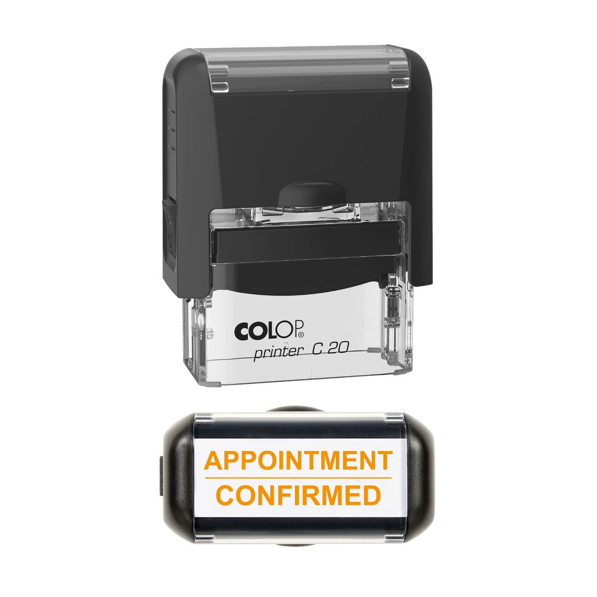 Appointment Confirmed Stamp, COLOP C20, 37 x 12mm, orange ink