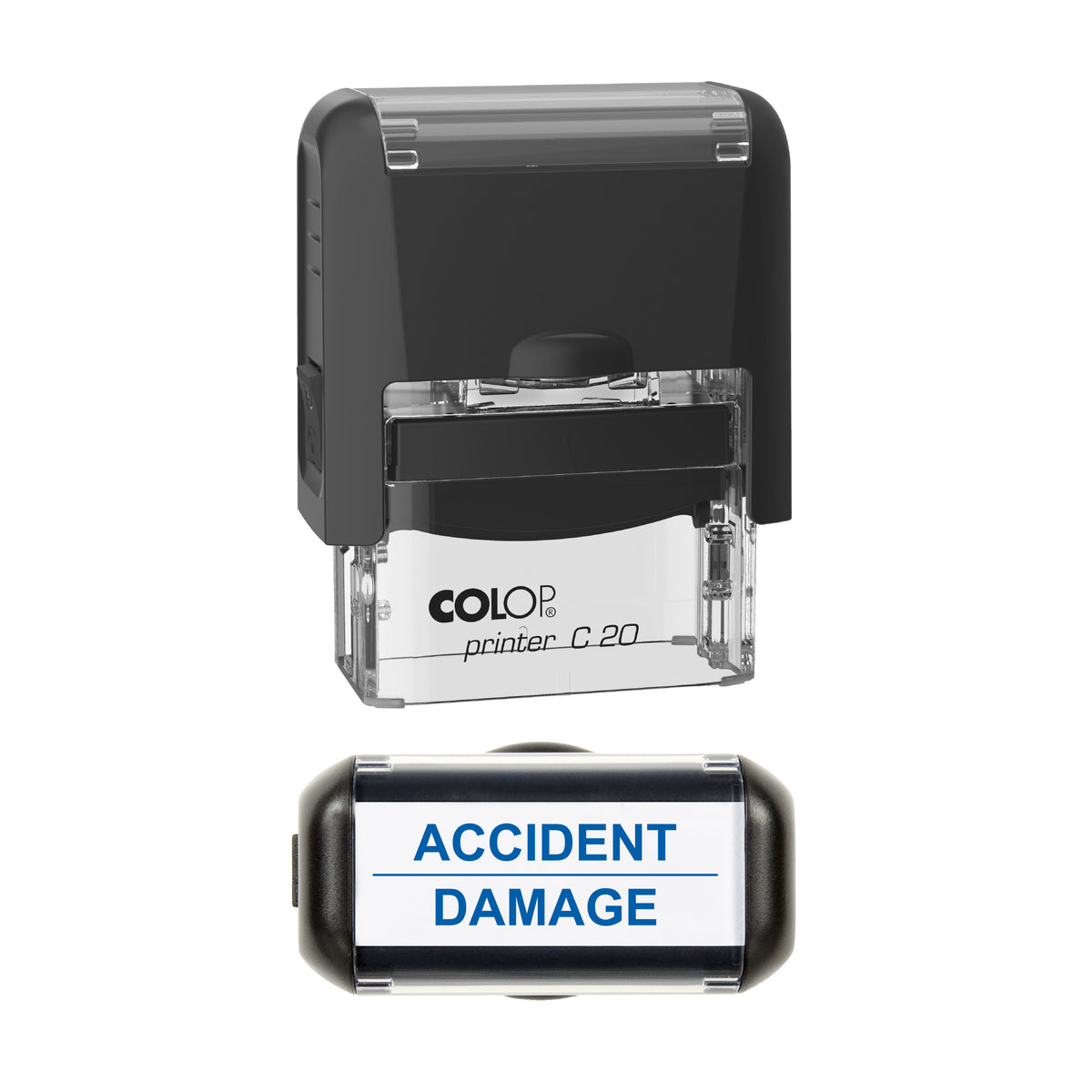 Accident Damage Vehicle Service Stamp, COLOP C20, 37 x 12mm, blue ink