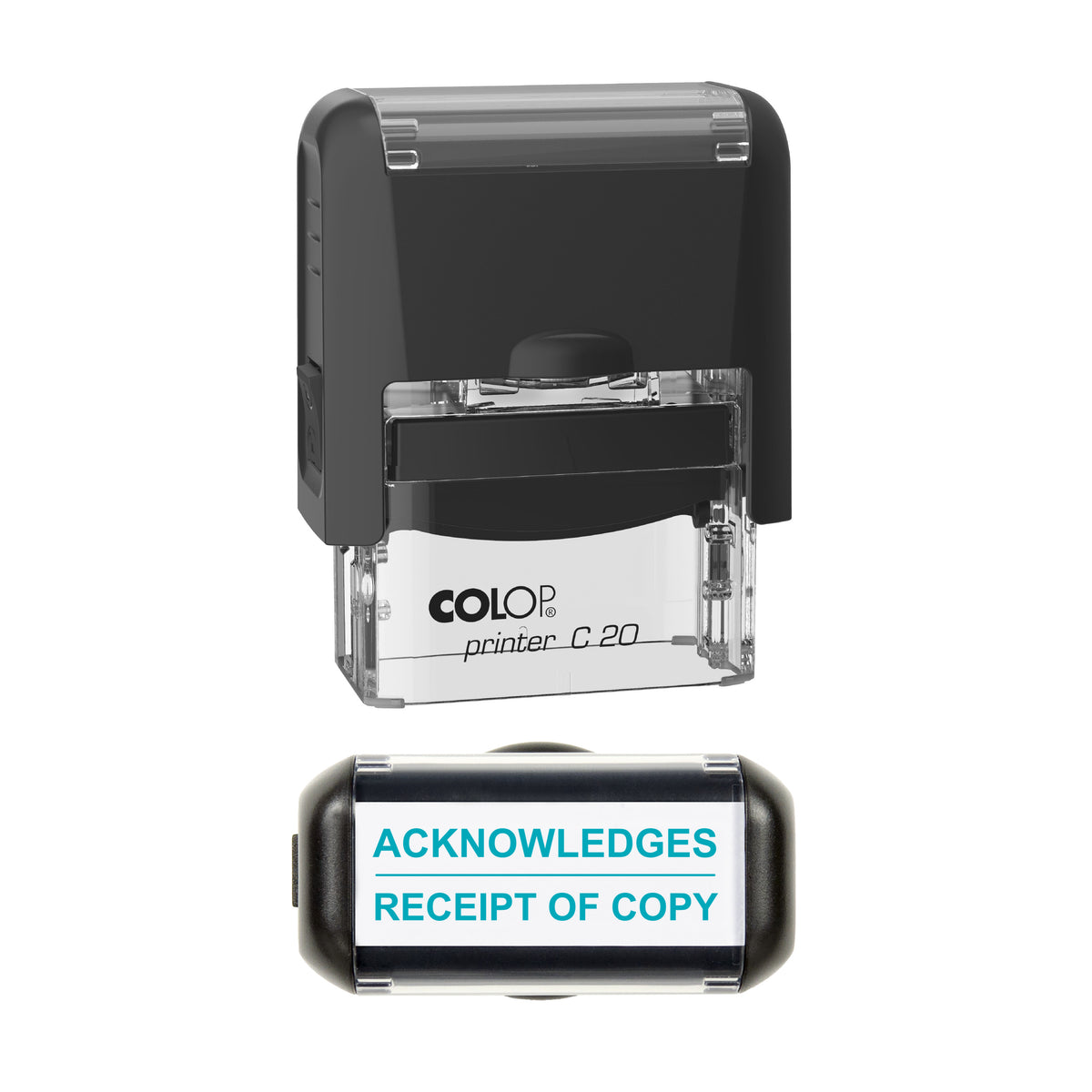 Acknowledges Receipt of Copy Stamp, COLOP C20, 37 x 12mm, mint ink