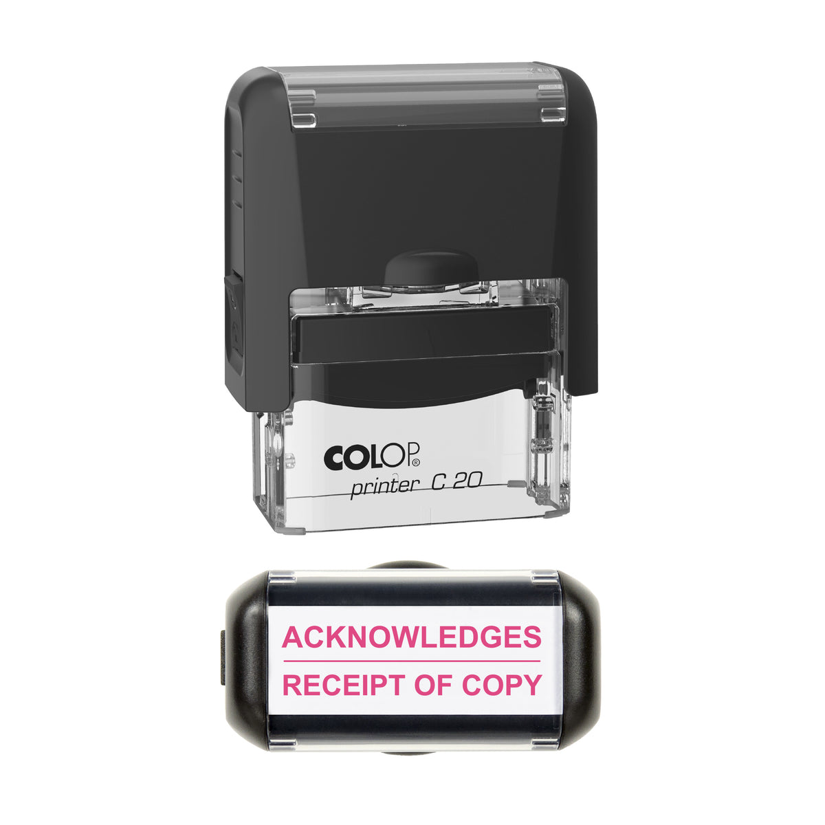 Acknowledges Receipt of Copy Stamp, COLOP C20, 37 x 12mm, soft_pink ink