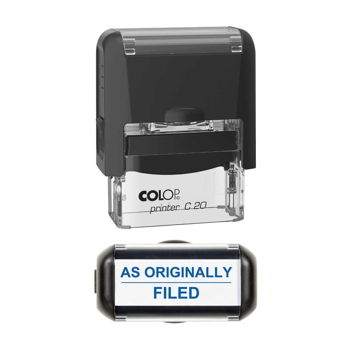 As Originally Filed Stamp, COLOP C20, 37 x 12mm, blue ink