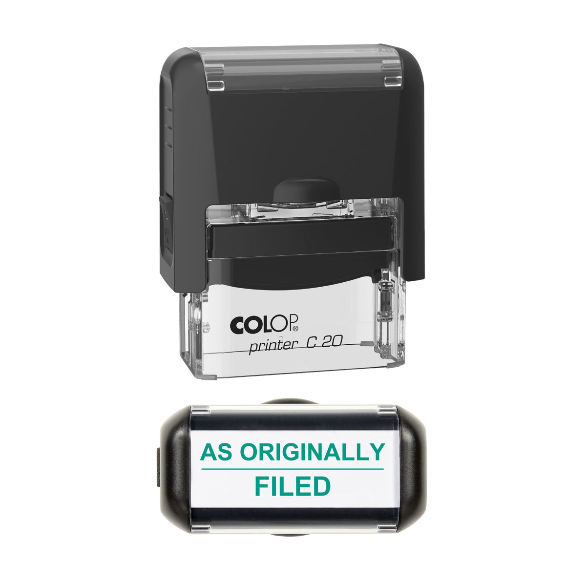 As Originally Filed Stamp, COLOP C20, 37 x 12mm, green ink
