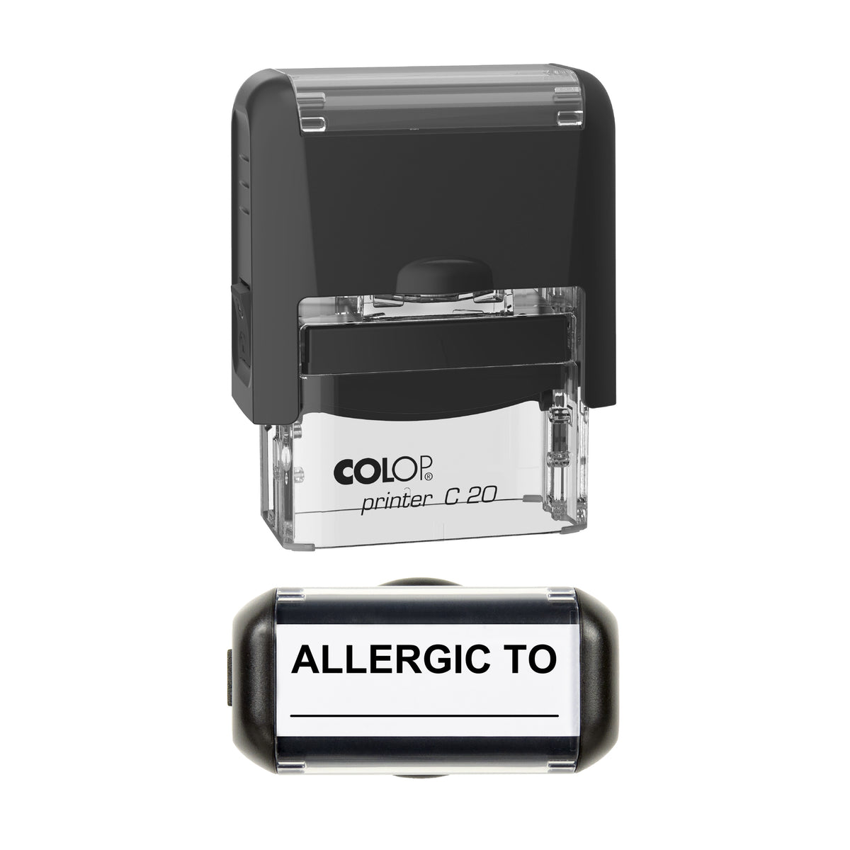 Allergic To Writing Line Stamp, COLOP C20, 37 x 12mm, black ink