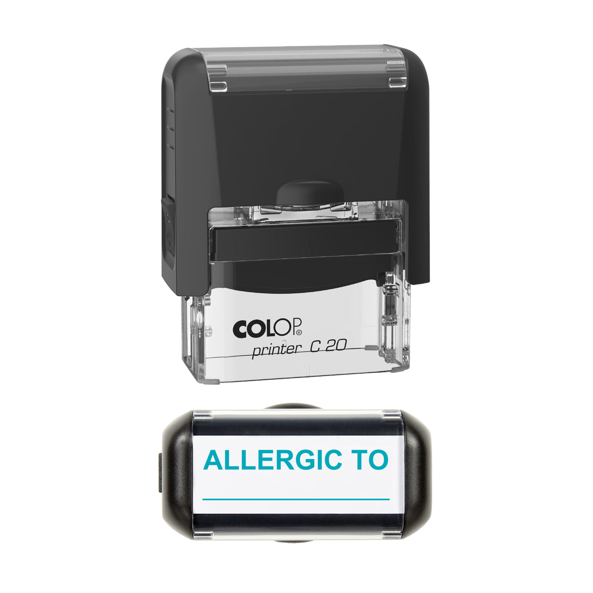 Allergic To Writing Line Stamp, COLOP C20, 37 x 12mm, mint ink