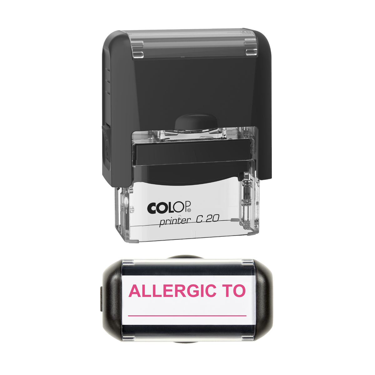 Allergic To Writing Line Stamp, COLOP C20, 37 x 12mm, soft_pink ink