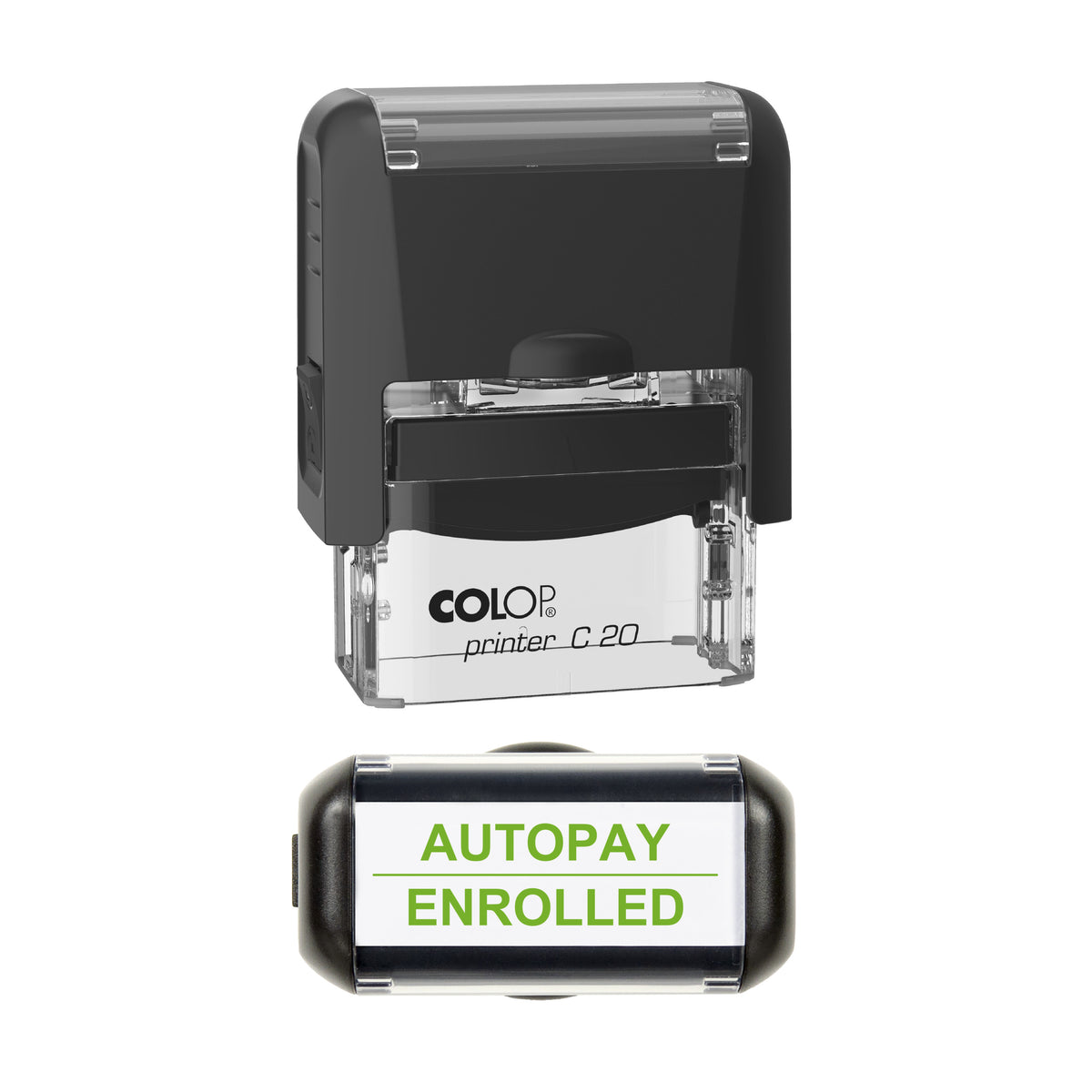 Autopay Enrolled Stamp, COLOP C20, 37 x 12mm, light_green ink