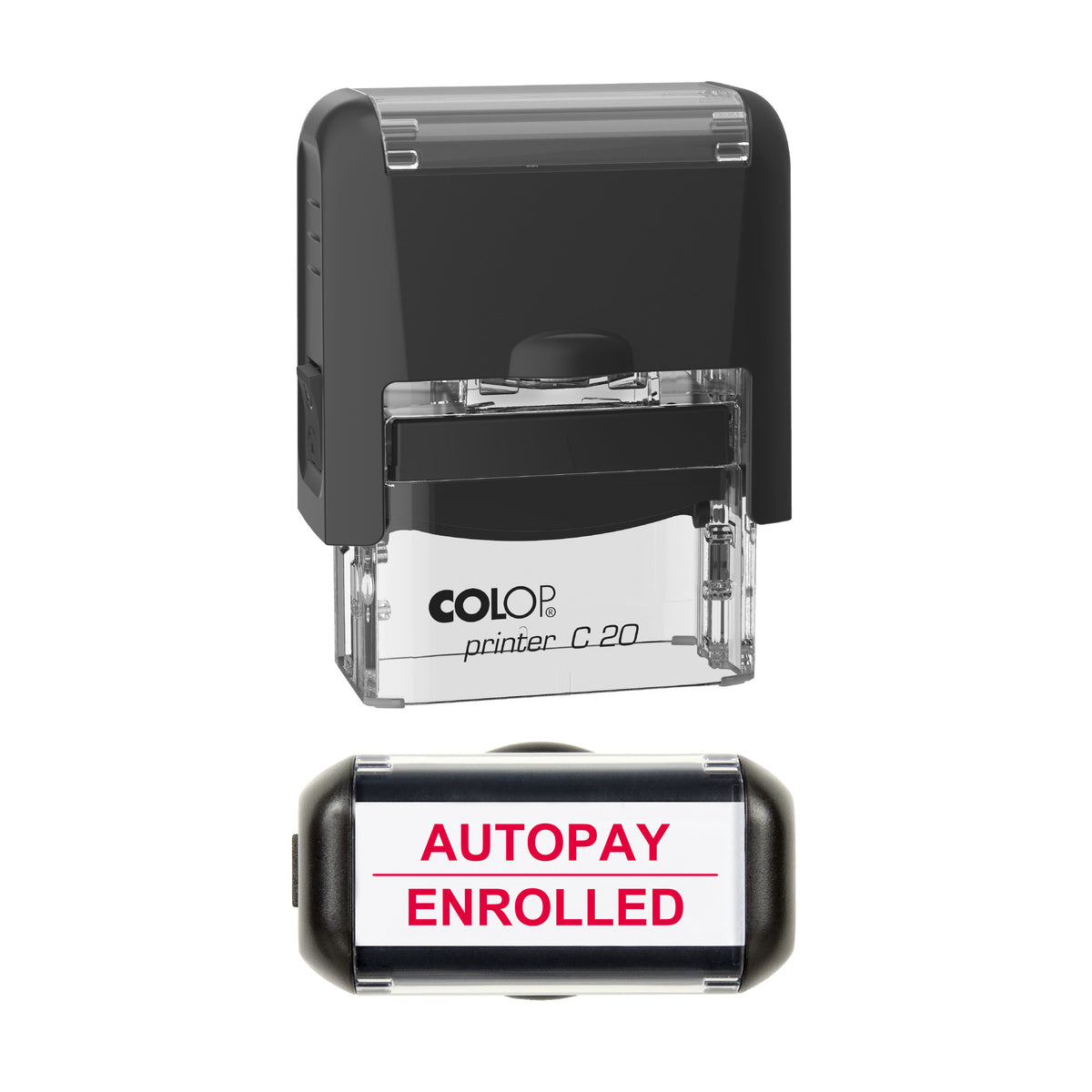 Autopay Enrolled Stamp, COLOP C20, 37 x 12mm, red ink
