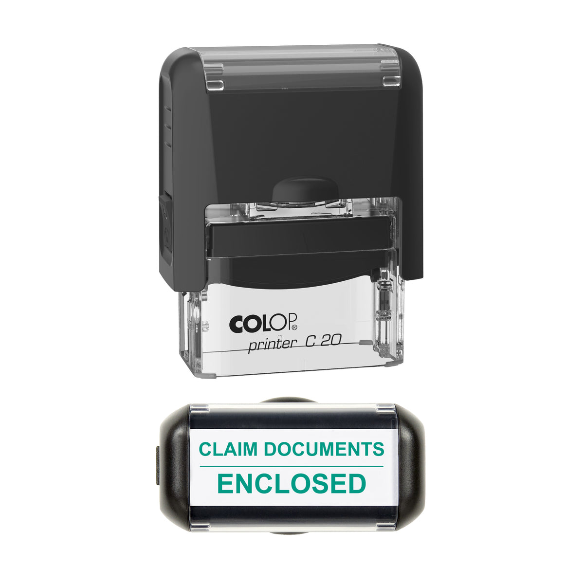 Claim Documents Enclosed Stamp, COLOP C20, 37 x 12mm, green ink
