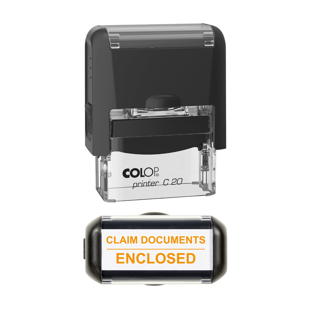 Claim Documents Enclosed Stamp, COLOP C20, 37 x 12mm, orange ink