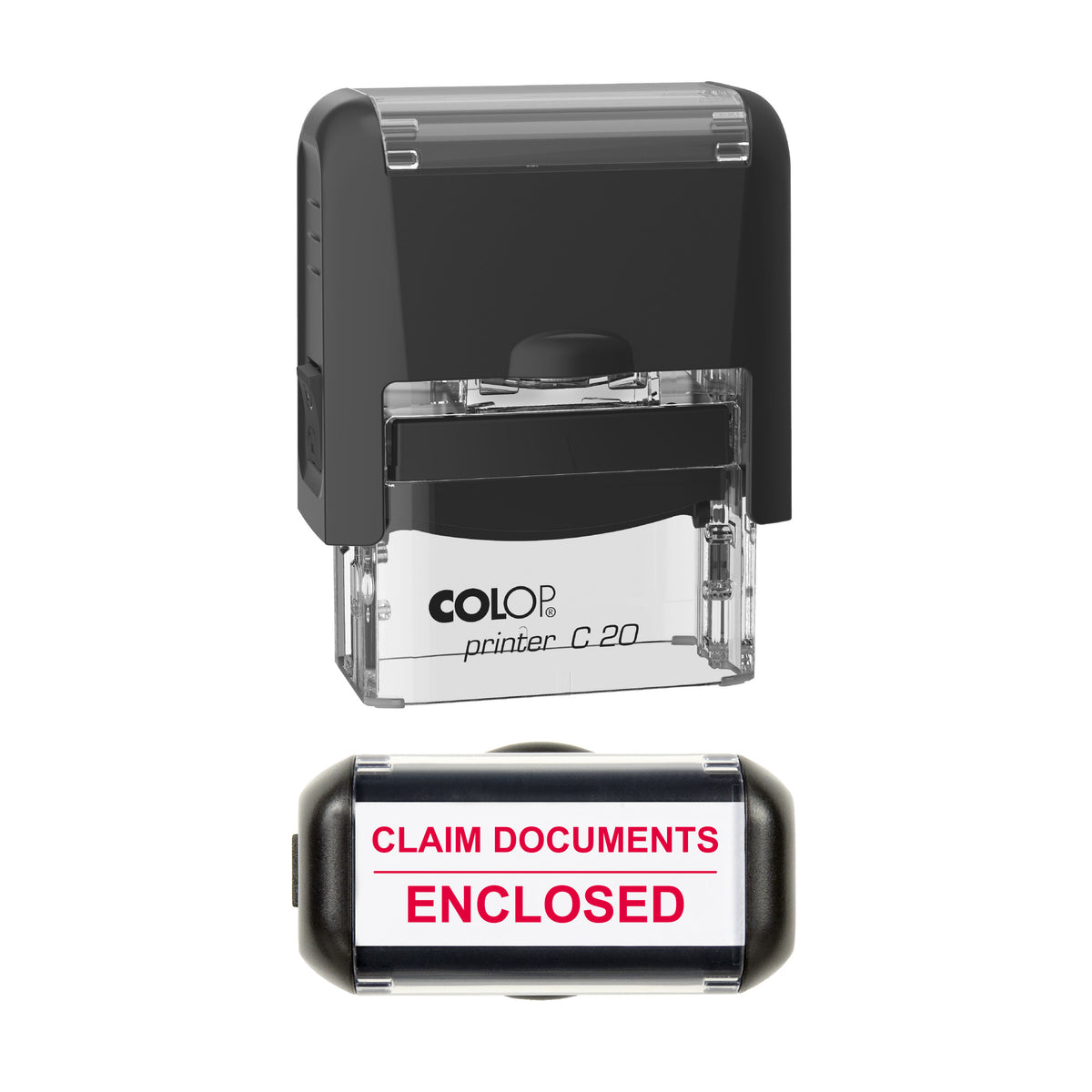 Claim Documents Enclosed Stamp, COLOP C20, 37 x 12mm, red ink