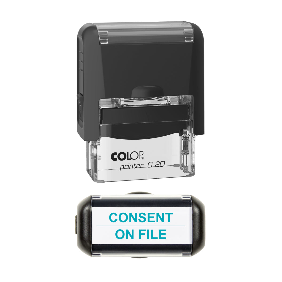 Consent On File Stamp, COLOP C20, 37 x 12mm, mint ink