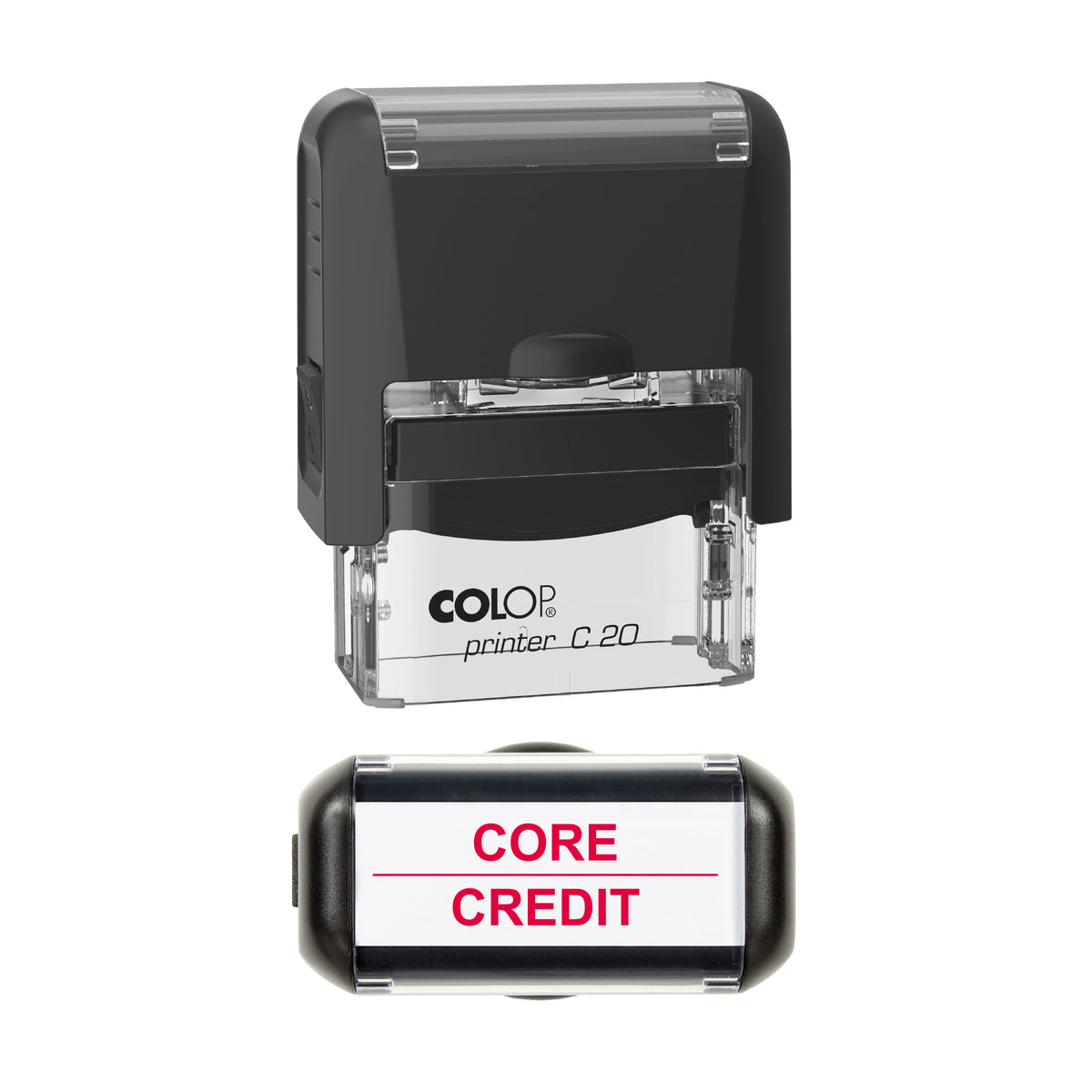 Core Credit Vehicle Service Stamp, COLOP C20, 37 x 12mm, red ink