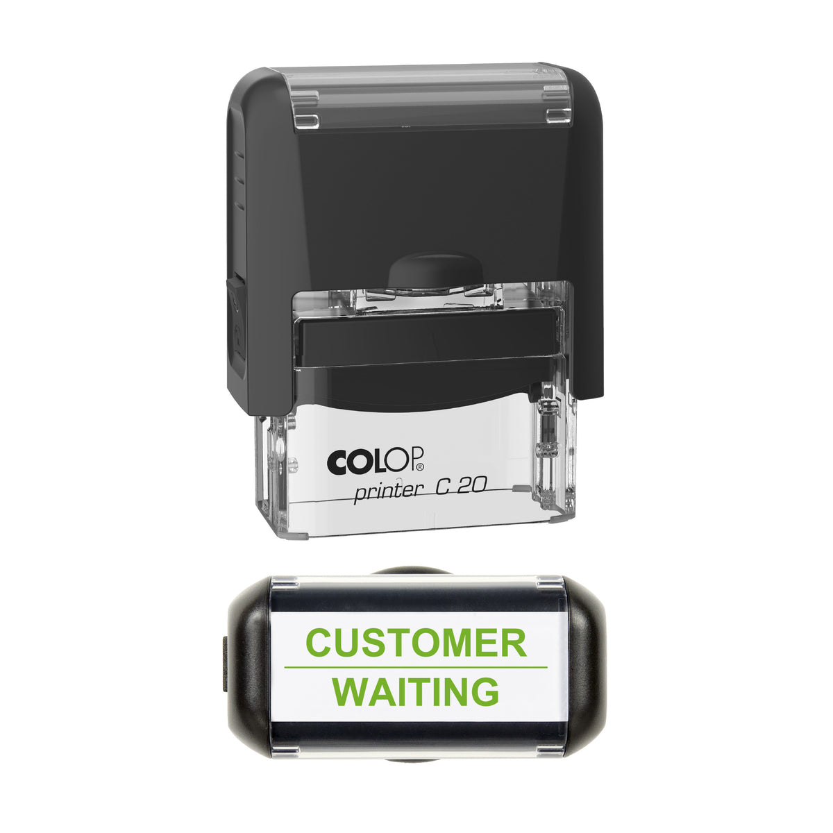 Customer Waiting Vehicle Service Stamp, COLOP C20, 37 x 12mm, light_green ink