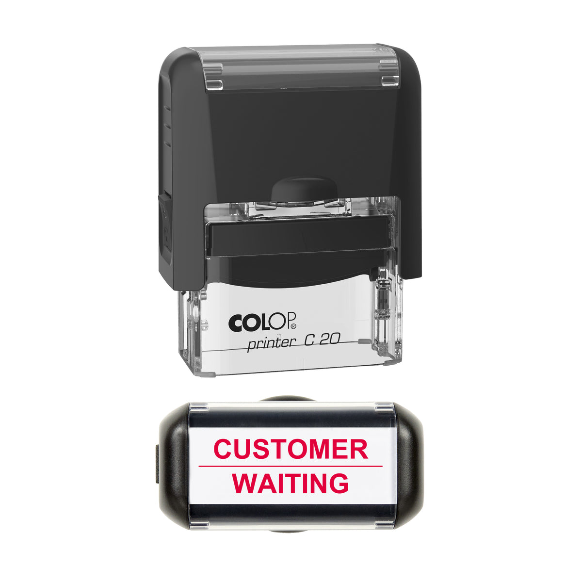 Customer Waiting Vehicle Service Stamp, COLOP C20, 37 x 12mm, red ink