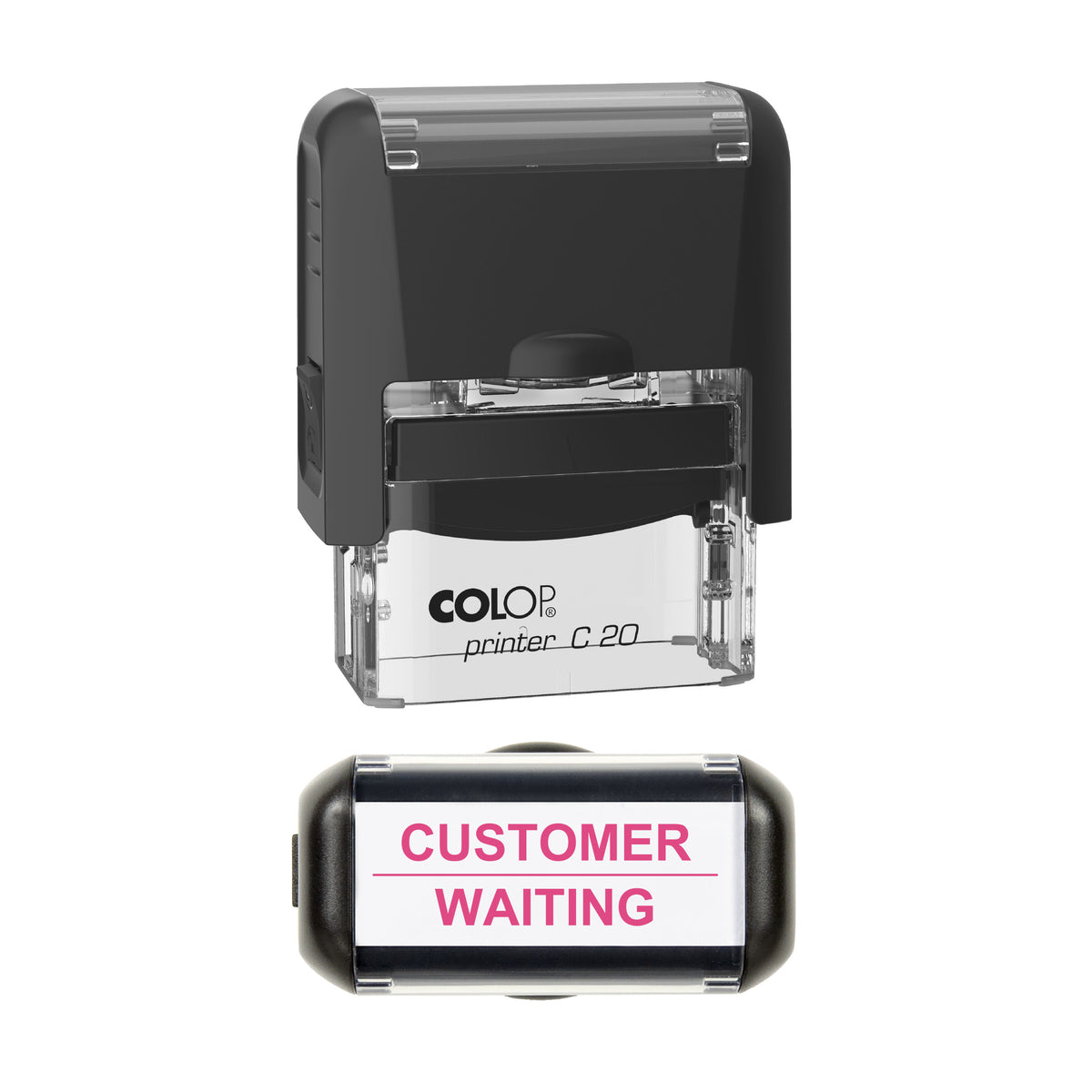 Customer Waiting Vehicle Service Stamp, COLOP C20, 37 x 12mm, soft_pink ink