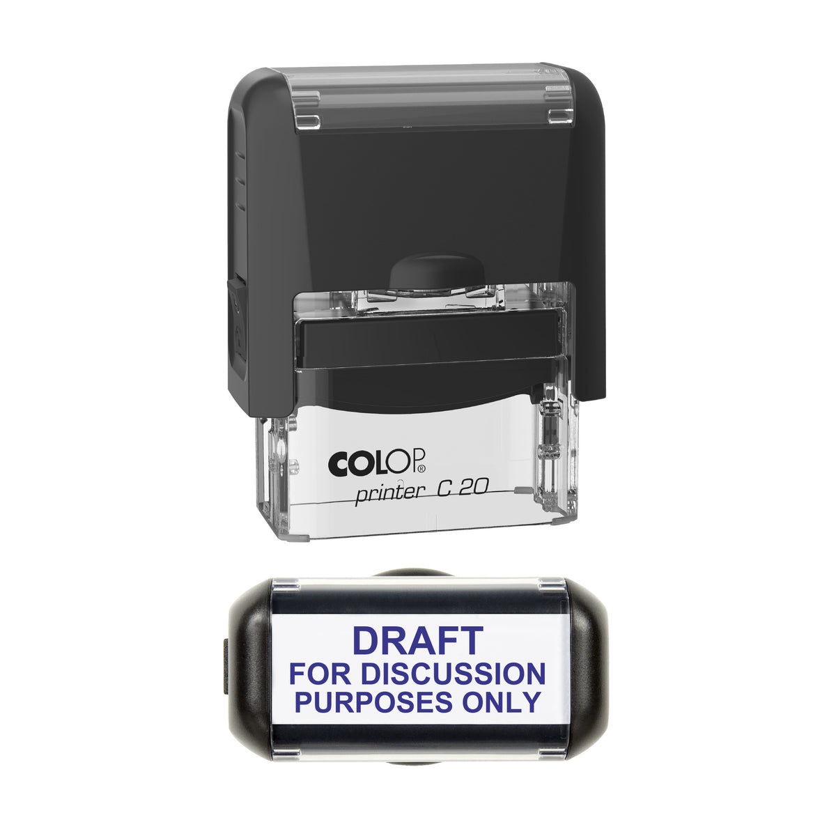 Draft For Discussion Purposes Only Stamp, COLOP C20, 37 x 12mm, violet ink