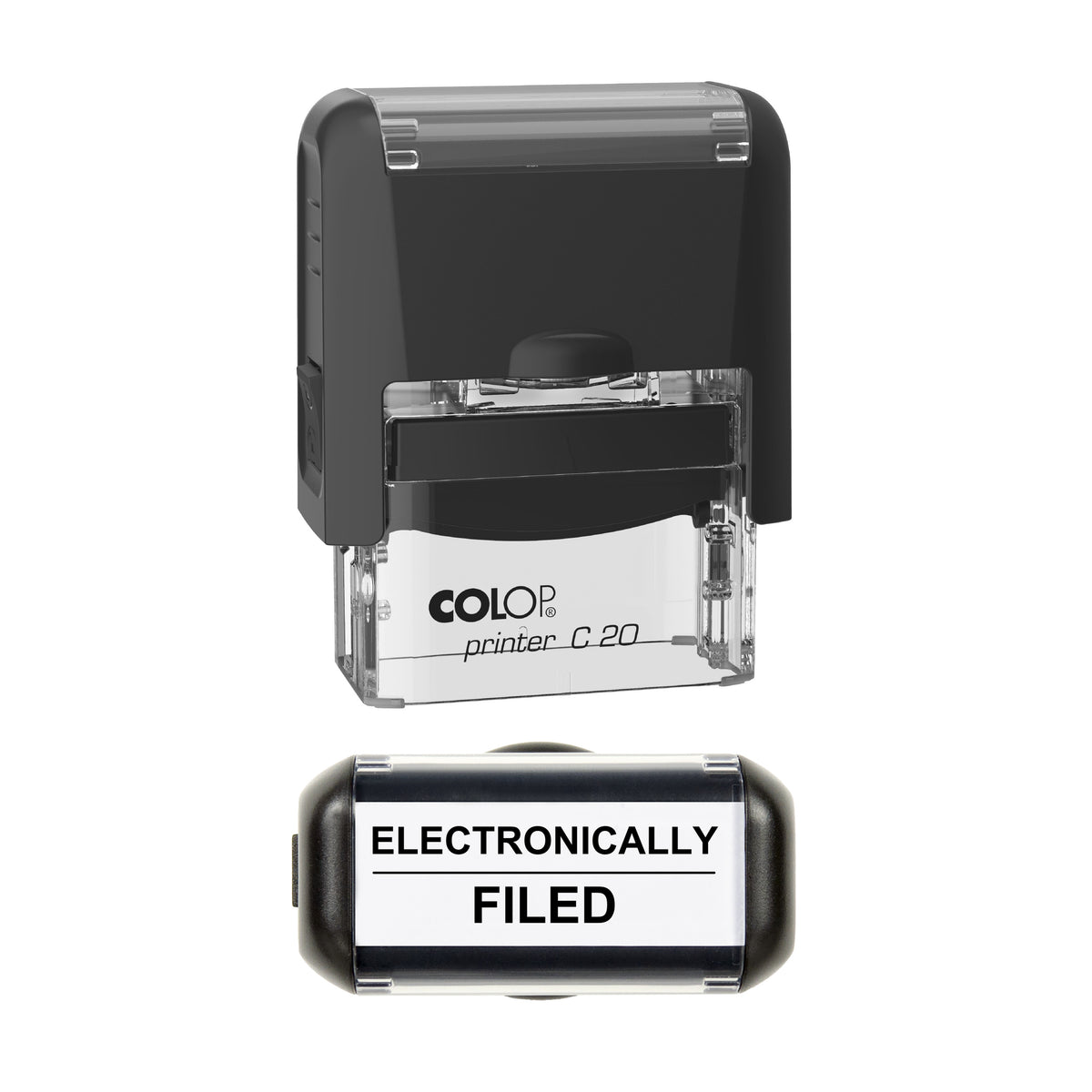Electronically Filed Stamp, COLOP C20, 37 x 12mm, black ink