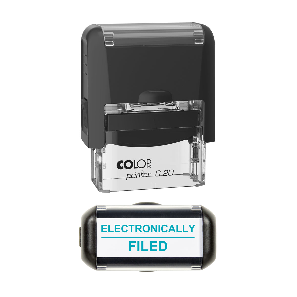 Electronically Filed Stamp, COLOP C20, 37 x 12mm, mint ink