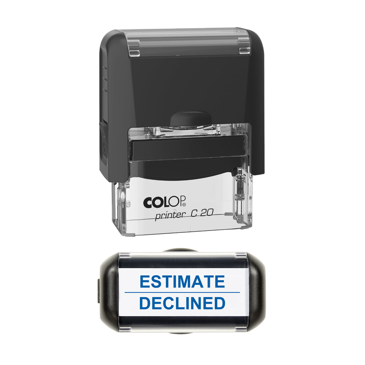 Estimate Declined Vehicle Service Stamp, COLOP C20, 37 x 12mm, blue ink