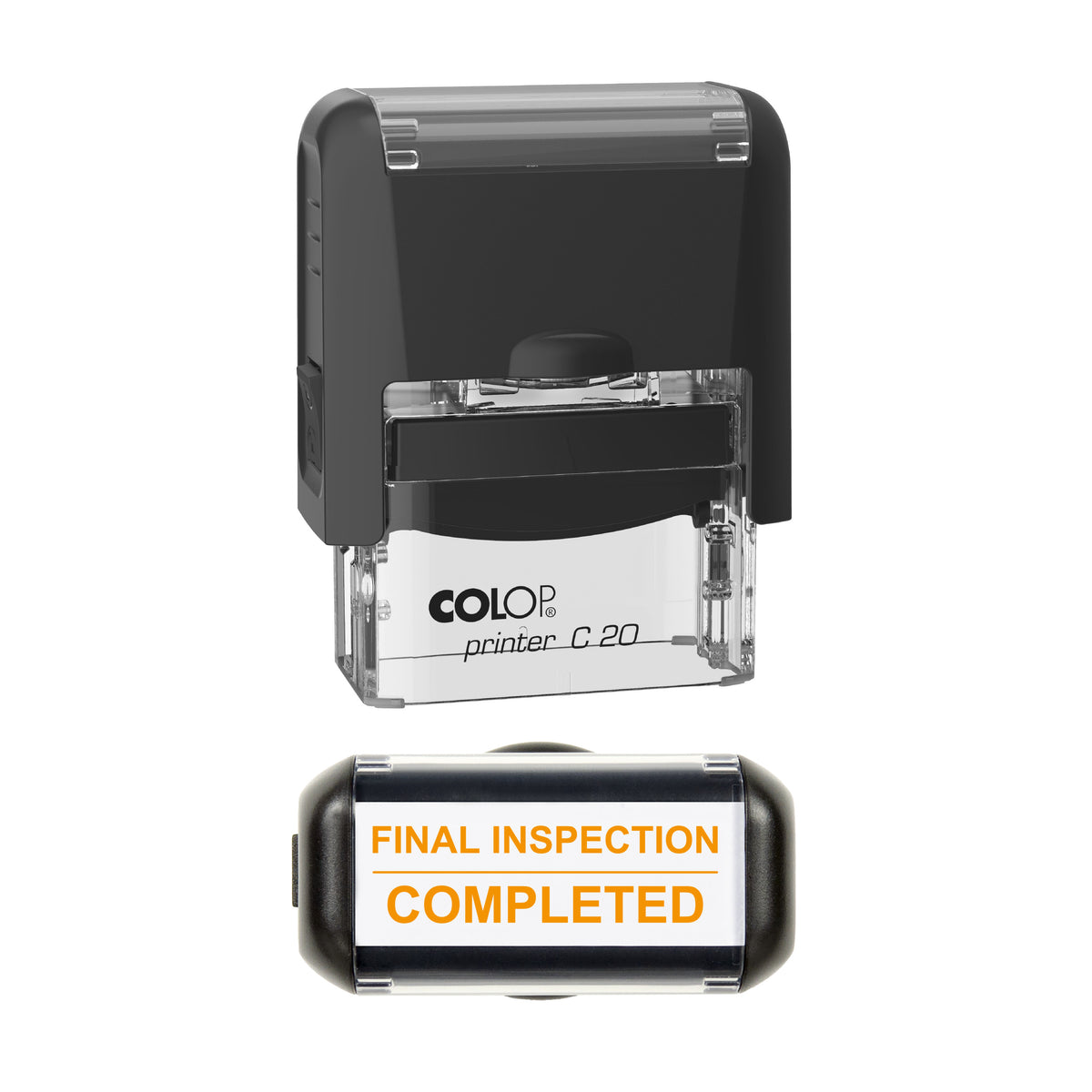 Final Inspection Completed Vehicle Service Stamp, COLOP C20, 37 x 12mm, orange ink