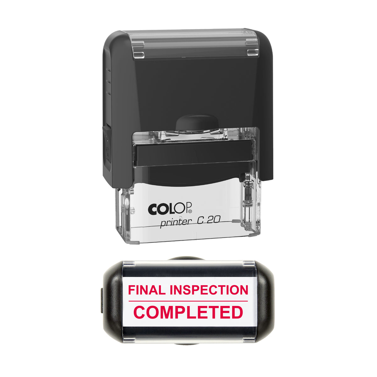Final Inspection Completed Vehicle Service Stamp, COLOP C20, 37 x 12mm, red ink