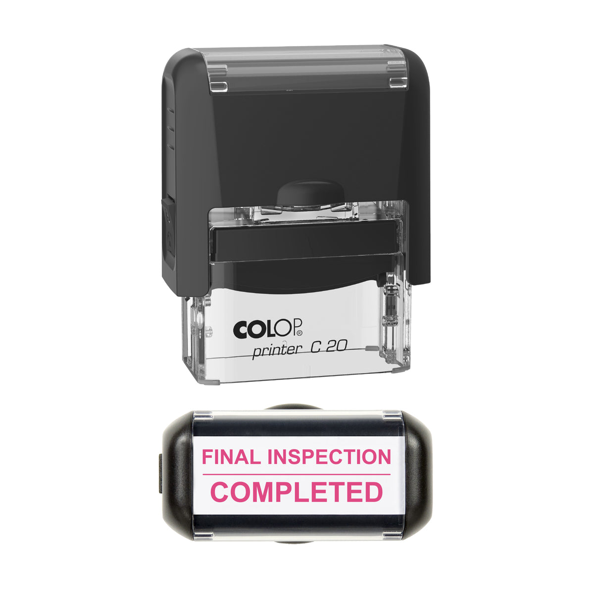 Final Inspection Completed Vehicle Service Stamp, COLOP C20, 37 x 12mm, soft_pink ink