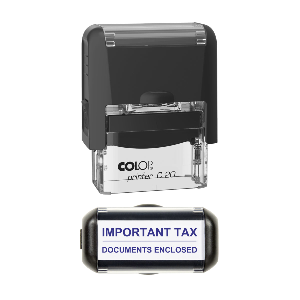 Important Tax Documents Enclosed Stamp, COLOP C20, 37 x 12mm, violet ink