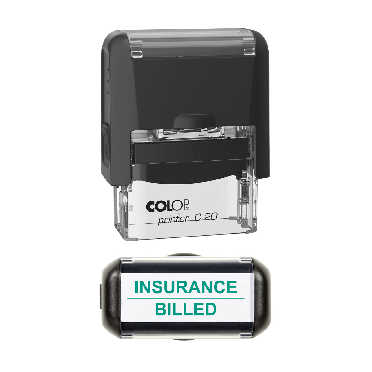 Insurance Billed Stamp, COLOP C20, 37 x 12mm, green ink