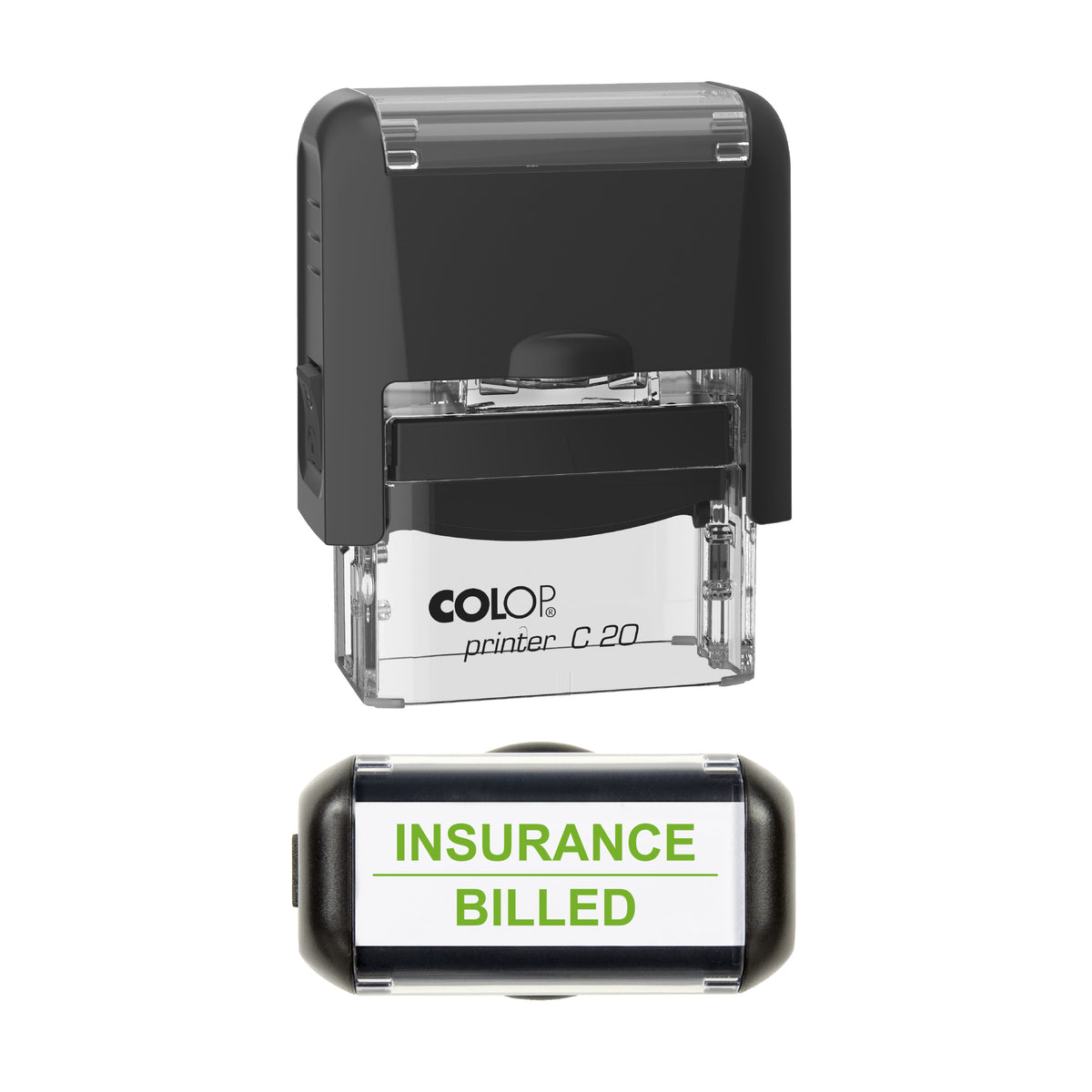 Insurance Billed Stamp, COLOP C20, 37 x 12mm, light_green ink
