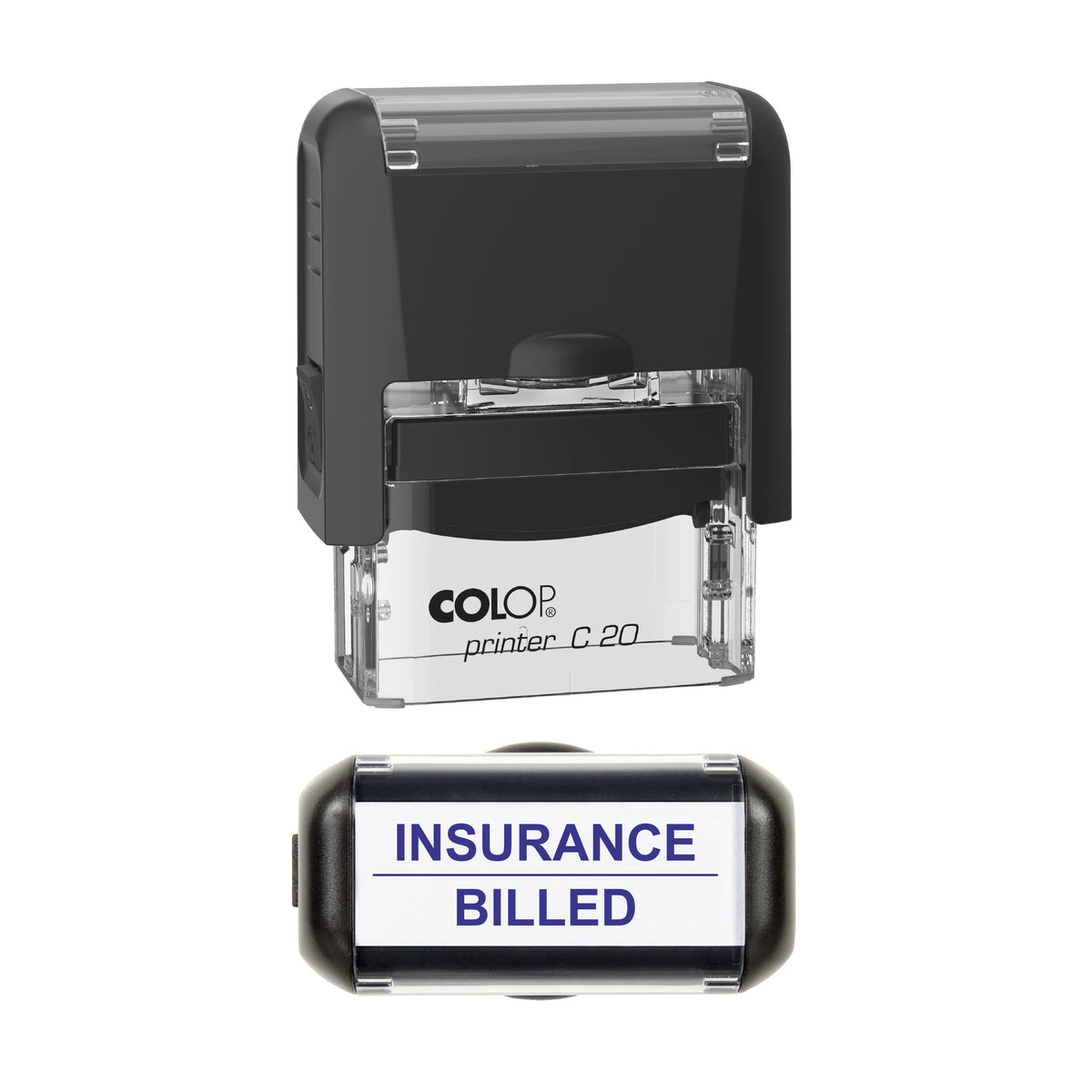 Insurance Billed Stamp, COLOP C20, 37 x 12mm, violet ink