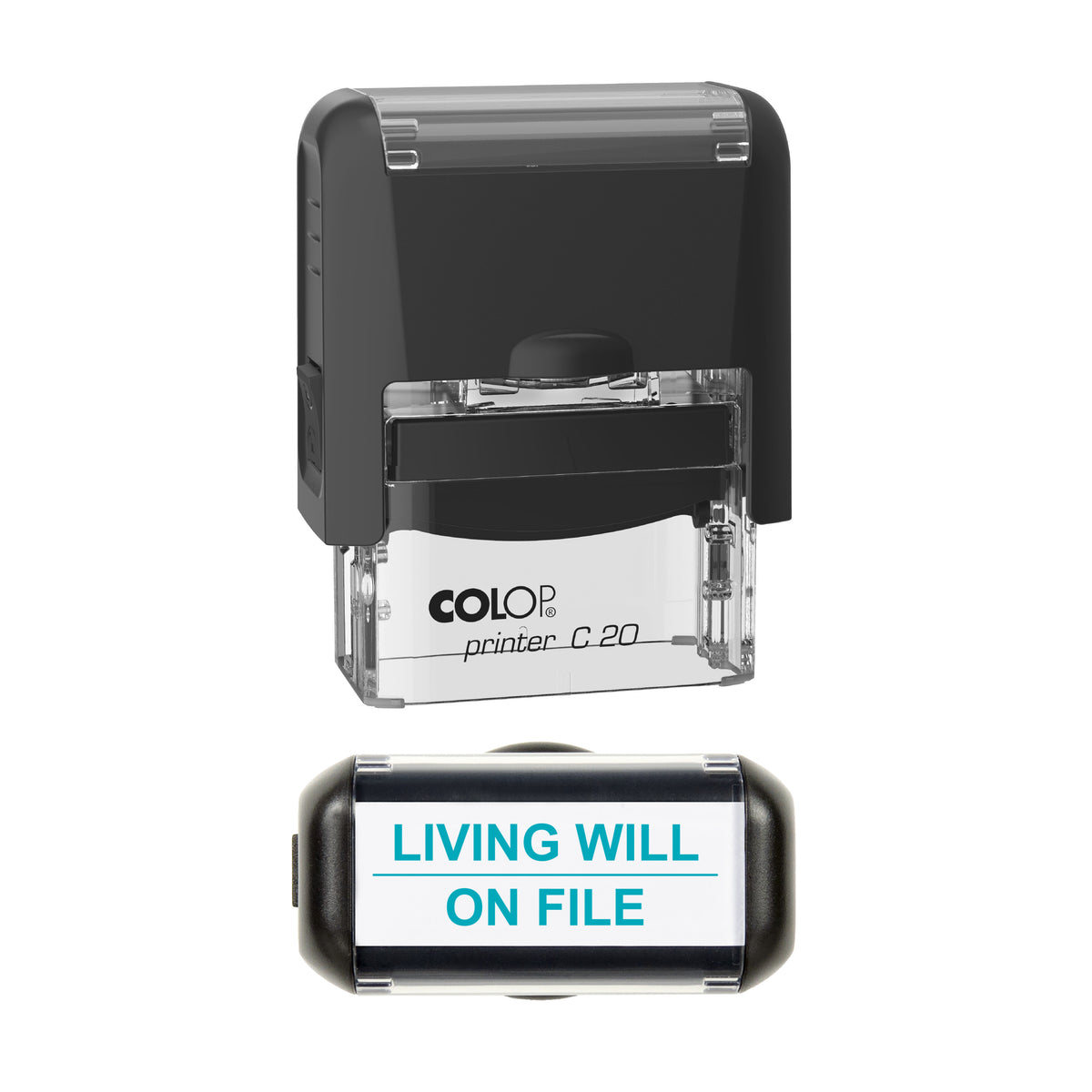 Living Will On File Stamp, COLOP C20, 37 x 12mm, mint ink