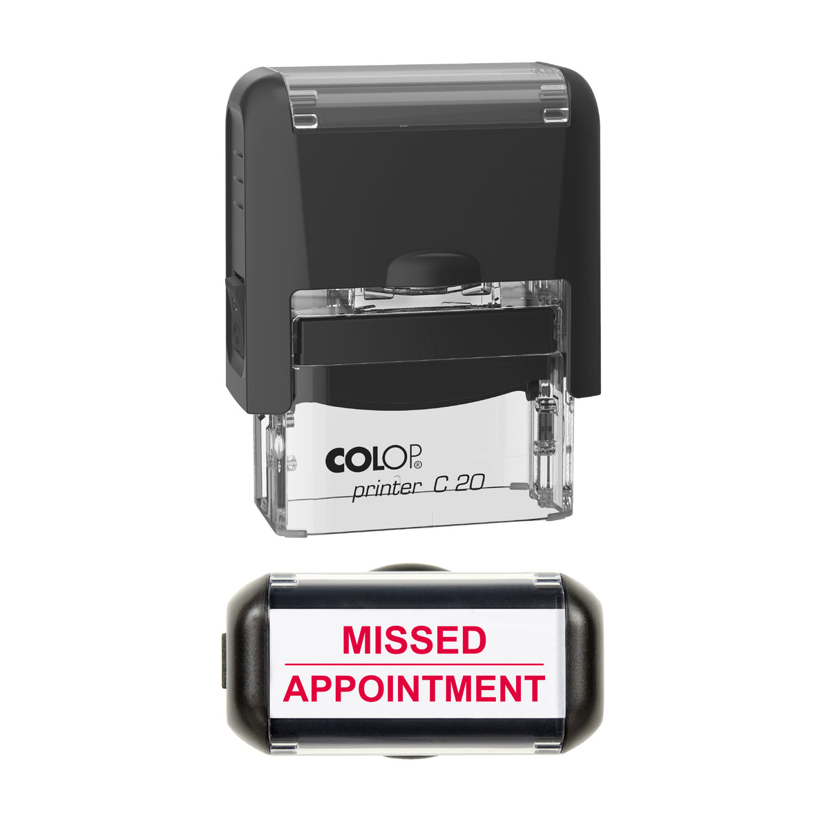 Missed Appointment Stamp, COLOP C20, 37 x 12mm, red ink