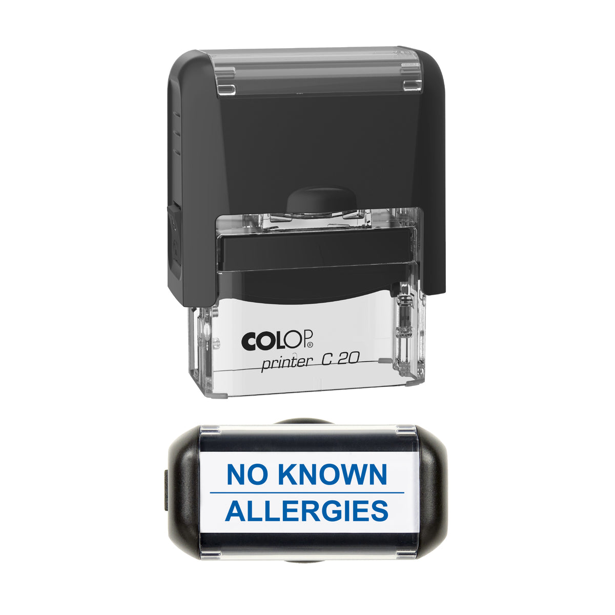No Known Allergies Stamp, COLOP C20, 37 x 12mm, blue ink