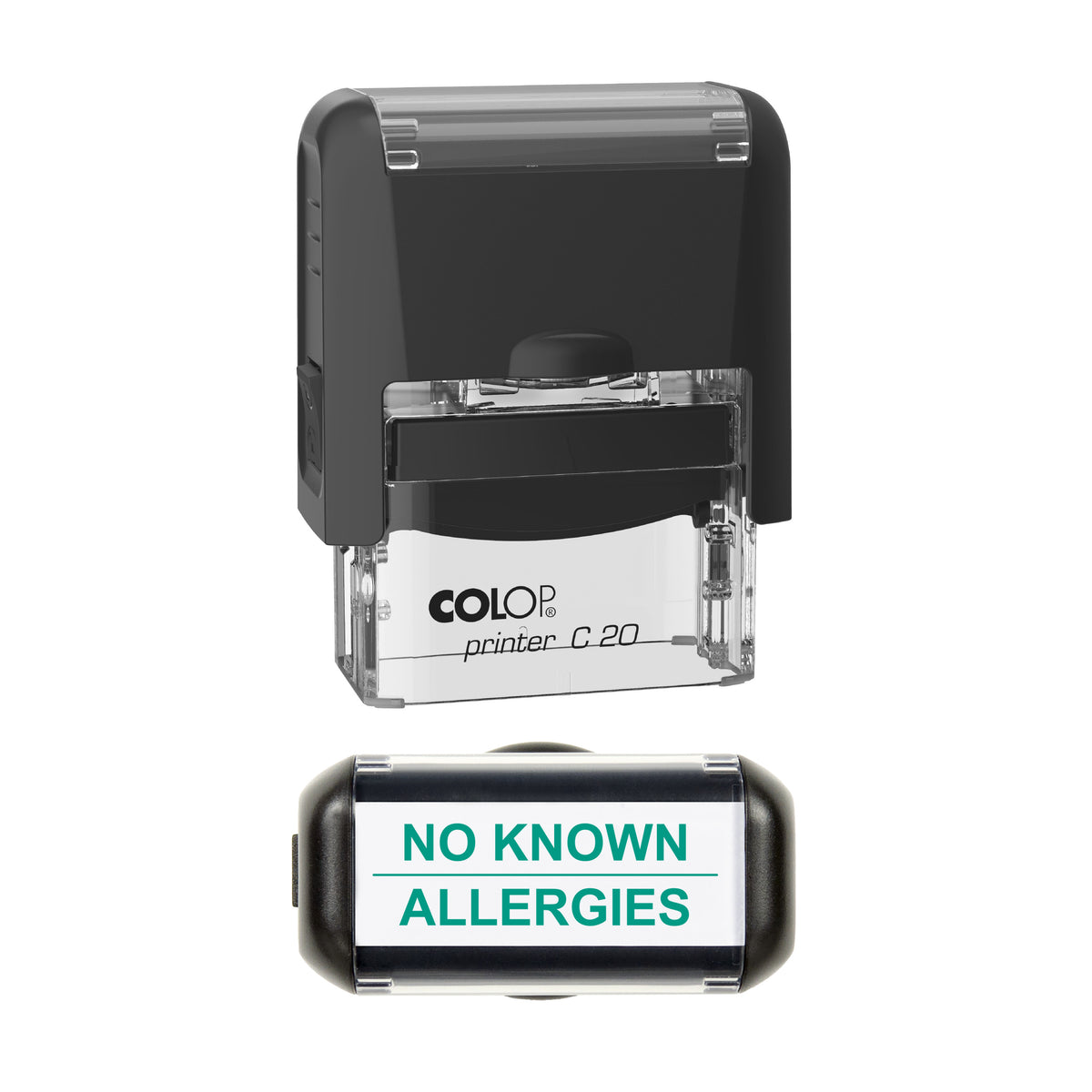 No Known Allergies Stamp, COLOP C20, 37 x 12mm, green ink