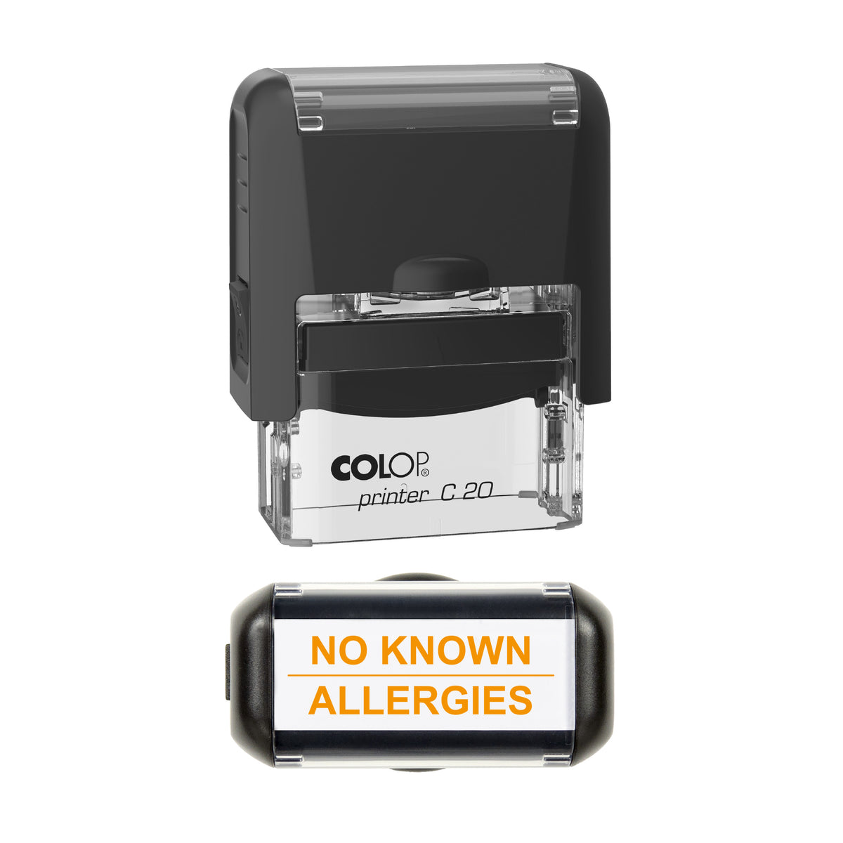 No Known Allergies Stamp, COLOP C20, 37 x 12mm, orange ink