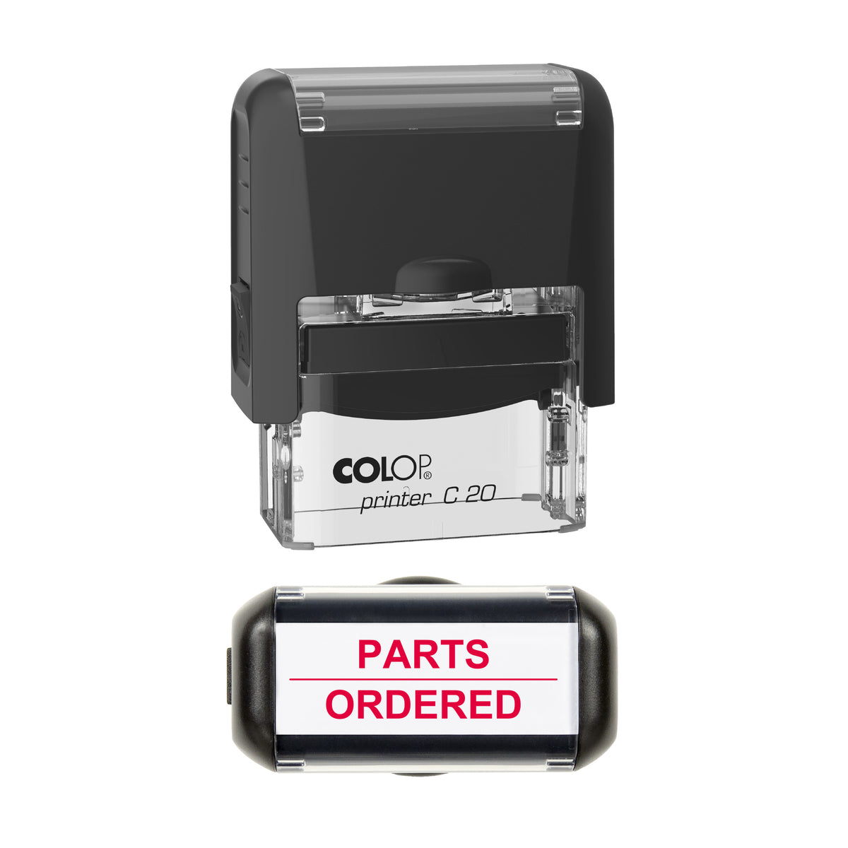 Parts Ordered Vehicle Service Stamp, COLOP C20, 37 x 12mm, red ink