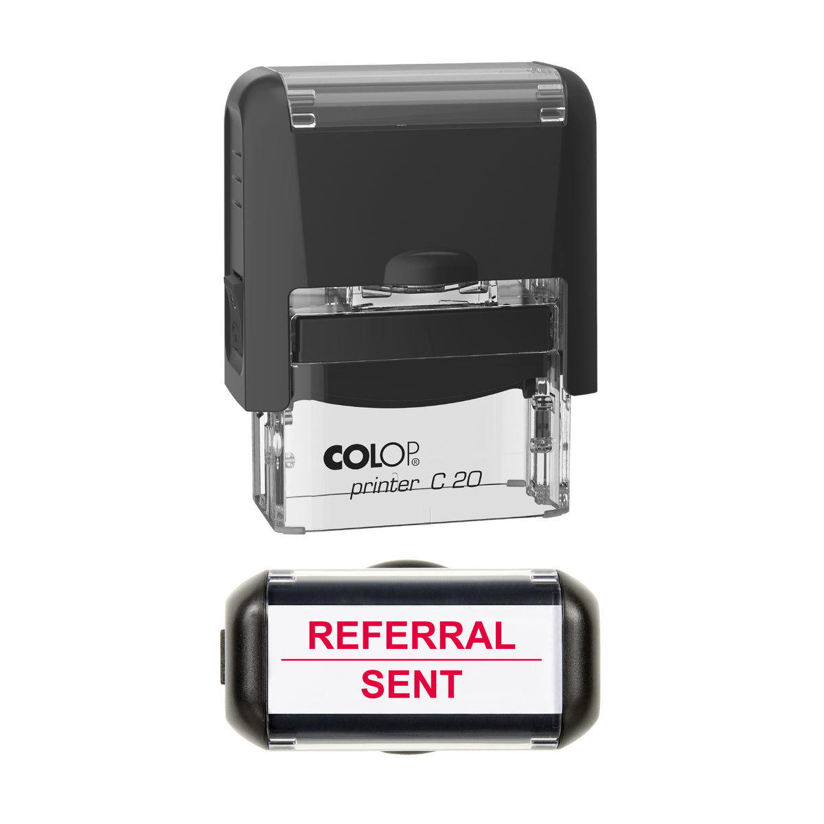 Referral Sent Stamp, COLOP C20, 37 x 12mm, red ink