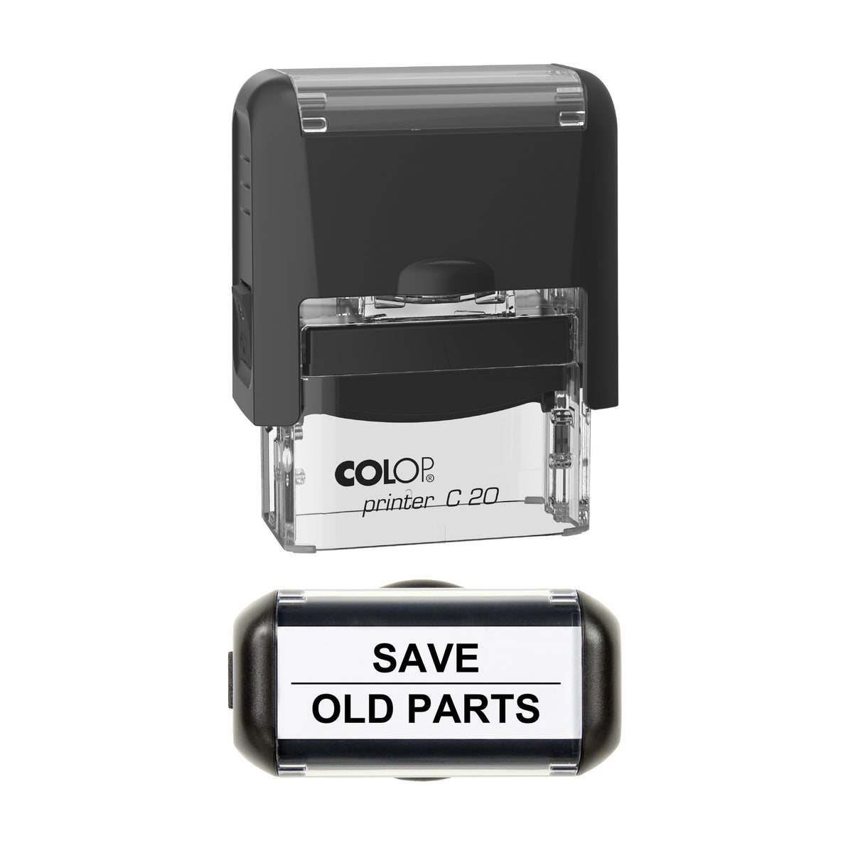 Save Old Parts Vehicle Service Stamp, COLOP C20, 37 x 12mm, black ink