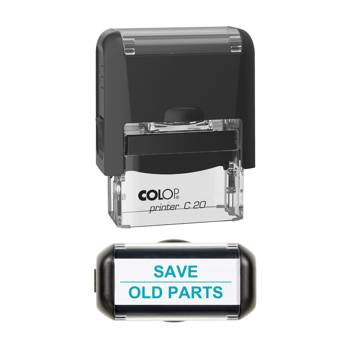 Save Old Parts Vehicle Service Stamp, COLOP C20, 37 x 12mm, mint ink