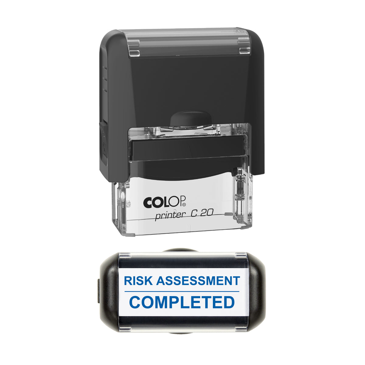 Risk Assessment Completed Stamp, COLOP C20, 37 x 12mm, blue ink