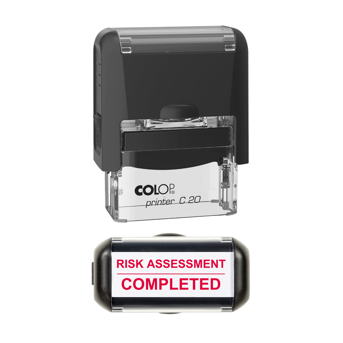 Risk Assessment Completed Stamp, COLOP C20, 37 x 12mm, red ink
