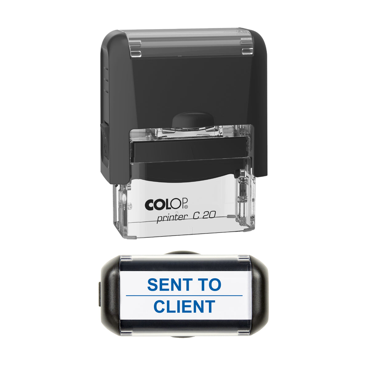 Sent To Client Stamp, COLOP C20, 37 x 12mm, blue ink
