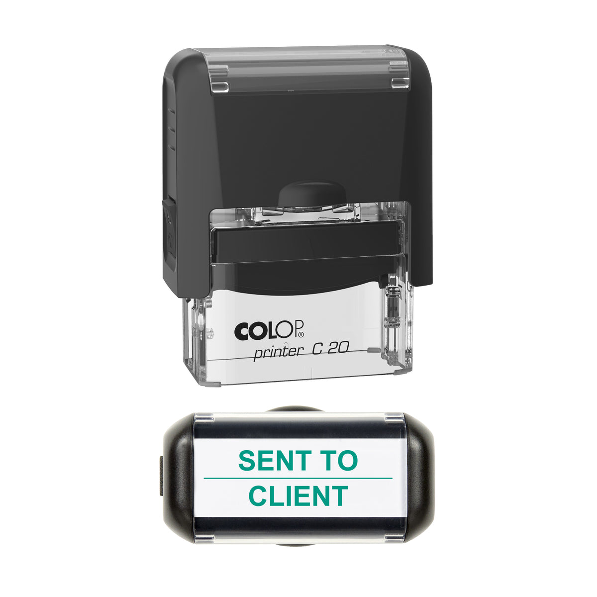 Sent To Client Stamp, COLOP C20, 37 x 12mm, green ink